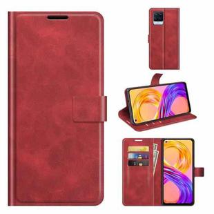 For OPPO Realme 8 / Realme 8 Pro Retro Calf Pattern Buckle Horizontal Flip Leather Case with Holder & Card Slots & Wallet(Red)