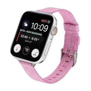 Woven Canvas Nylon Wrist Strap Watch Band For Series 7 41mm / 6 & SE & 5 & 4 40mm / 3 & 2 & 1 38mm(Pink)