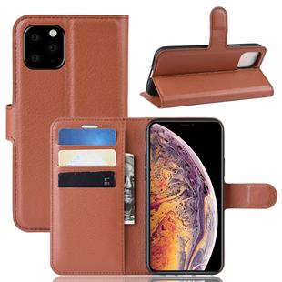 For iPhone 11 Pro Max Litchi Skin PU Leather Wallet Stand Mobile Casing (Brown)