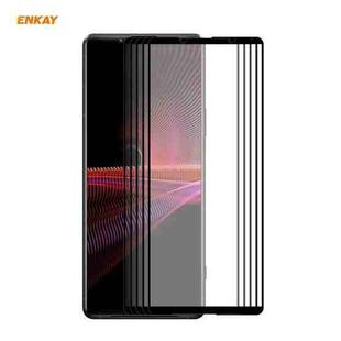 For Sony Xperia 1 III 5 PCS ENKAY Hat-Prince Full Glue 0.26mm 9H 2.5D Tempered Glass Full Coverage Film
