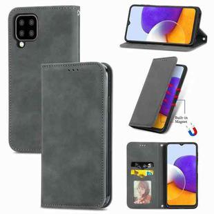 For Samsung Galaxy A22 4G (EU Version) Retro Skin Feel Business Magnetic Horizontal Flip Leather Case With Holder & Card Slots & Wallet & Photo Frame(Grey)