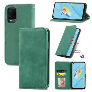 For OPPO A54 4G Retro Skin Feel Business Magnetic Horizontal Flip Leather Case With Holder & Card Slots & Wallet & Photo Frame(Green)