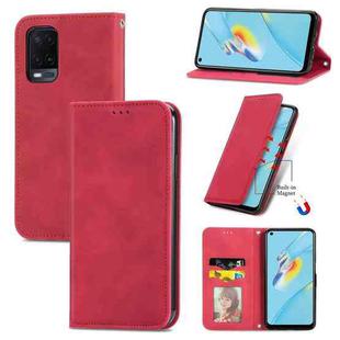 For OPPO A54 4G Retro Skin Feel Business Magnetic Horizontal Flip Leather Case With Holder & Card Slots & Wallet & Photo Frame(Red)