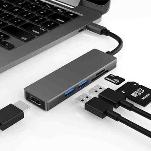 5 in 1 Type-c to HDMI + 2 x USB 3.0 + SD / TF Card Slot HUB Adapter