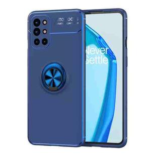 For OnePlus 9R Metal Ring Holder 360 Degree Rotating TPU Case(Blue+Blue)