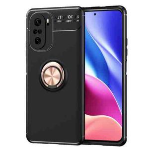 For Redmi K40 Pro+ Metal Ring Holder 360 Degree Rotating TPU Case(Black+Rose)