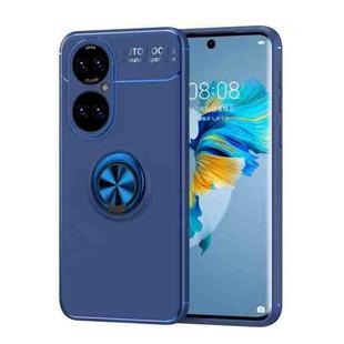 For Huawei P50 Metal Ring Holder 360 Degree Rotating TPU Case(Blue+Blue)