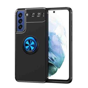 For Samsung Galaxy S21 FE 5G Metal Ring Holder 360 Degree Rotating TPU Case(Black+Blue)