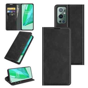 For OnePlus 9 Pro Retro-skin Business Magnetic Suction Leather Case with Holder & Card Slots & Wallet(Black)