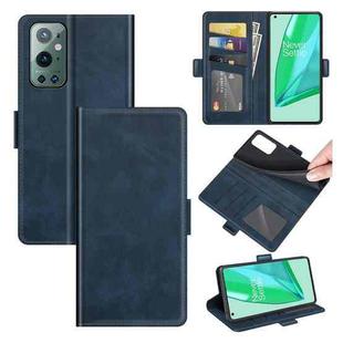 For OnePlus 9 Pro Dual-side Magnetic Buckle Horizontal Flip Leather Case with Holder & Card Slots & Wallet(Dark Blue)