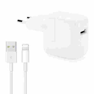 12W USB Charger + USB to 8 Pin Data Cable for iPad / iPhone / iPod Series, EU Plug