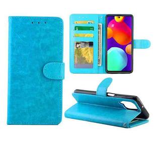 For Samsung Galaxy F62/M62 Crazy Horse Texture Leather Horizontal Flip Protective Case with Holder & Card Slots & Wallet & Photo Frame(Baby Blue)