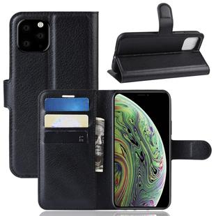 For iPhone 11 Pro Litchi Skin PU Leather Wallet Stand Mobile Casing (Black)