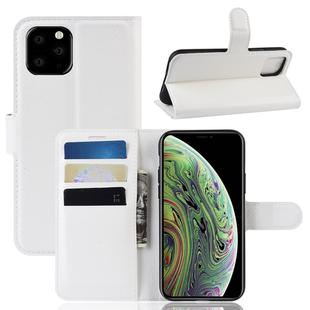 For iPhone 11 Pro Litchi Skin PU Leather Wallet Stand Mobile Casing (White)