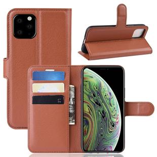 For iPhone 11 Pro Litchi Skin PU Leather Wallet Stand Mobile Casing (Brown)