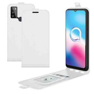 For Alcatel 1S 2021/3L 2021 R64 Texture Single Vertical Flip Leather Protective Case with Card Slots & Photo Frame(White)