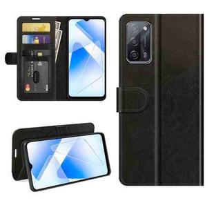 For OPPO A55 5G R64 Texture Single Horizontal Flip Protective Case with Holder & Card Slots & Wallet & Photo Frame(Black)