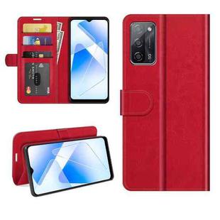 For OPPO A55 5G R64 Texture Single Horizontal Flip Protective Case with Holder & Card Slots & Wallet & Photo Frame(Red)