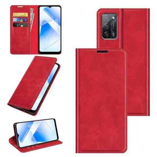 For OPPO A55 5G Retro-skin Business Magnetic Suction Leather Case with Holder & Card Slots & Wallet(Red)