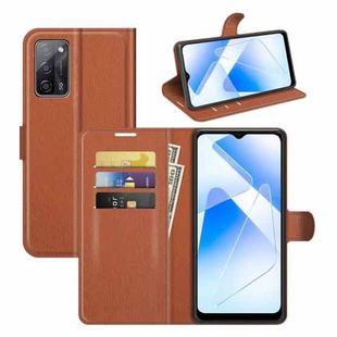 For OPPO A55 5G Litchi Texture Horizontal Flip Protective Case with Holder & Card Slots & Wallet(Brown)