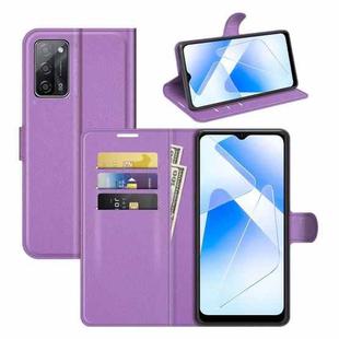 For OPPO A55 5G Litchi Texture Horizontal Flip Protective Case with Holder & Card Slots & Wallet(Purple)