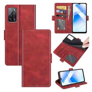 For OPPO A55 5G Dual-side Magnetic Buckle Horizontal Flip Leather Case with Holder & Card Slots & Wallet(Red)