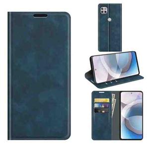 For Motorola Moto One 5G Ace Retro-skin Business Magnetic Suction Leather Case with Holder & Card Slots & Wallet(Dark Blue)