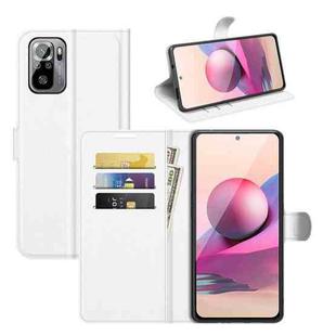 For Xiaomi Redmi Note 10 4G / Note 10S Litchi Texture Horizontal Flip Protective Case with Holder & Card Slots & Wallet(White)