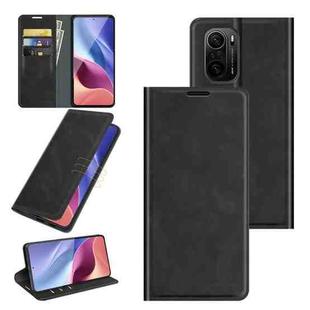 For Xiaomi Redmi K40 Pro / K40 / Poco F3 / Mi 11i Retro-skin Business Magnetic Suction Leather Case with Holder & Card Slots & Wallet(Black)
