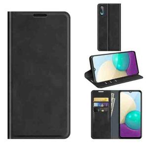 For Samsung Galaxy A02 / M02 Retro-skin Business Magnetic Suction Leather Case with Holder & Card Slots & Wallet(Black)
