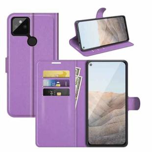 For Google Pixel 5A 5G Litchi Texture Horizontal Flip Protective Case with Holder & Card Slots & Wallet(Purple)