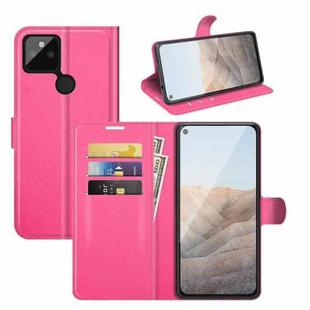 For Google Pixel 5A 5G Litchi Texture Horizontal Flip Protective Case with Holder & Card Slots & Wallet(Rose Red)