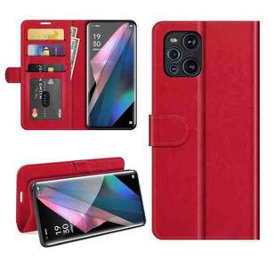 For OPPO Find X3 Pro / Find X3 R64 Texture Single Horizontal Flip Protective Case with Holder & Card Slots & Wallet& Photo Frame(Red)
