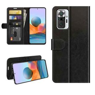 For Xiaomi Redmi Note 10 Pro / Note 10 Pro Max R64 Texture Single Horizontal Flip Protective Case with Holder & Card Slots & Wallet& Photo Frame(Black)