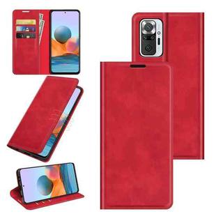 For Xiaomi Redmi Note 10 Pro / Note 10 Pro Max Retro-skin Business Magnetic Suction Leather Case with Holder & Card Slots & Wallet(Red)