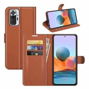 For Xiaomi Redmi Note 10 Pro / Note 10 Pro (Indian Version) / Note 10 Pro Max Litchi Texture Horizontal Flip Protective Case with Holder & Card Slots & Wallet(Brown)