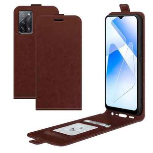 For OPPO A55 5G R64 Texture Single Vertical Flip Leather Protective Case with Card Slots & Photo Frame(Brown)