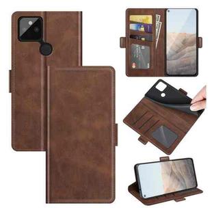 For Google Pixel 5A 5G Dual-side Magnetic Buckle Horizontal Flip Leather Case with Holder & Card Slots & Wallet(Brown)