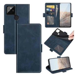 For Google Pixel 5A 5G Dual-side Magnetic Buckle Horizontal Flip Leather Case with Holder & Card Slots & Wallet(Dark Blue)