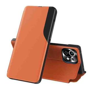 For Xiaomi Mi 11 Lite Attraction Flip Holder Leather Phone Case(Orange)