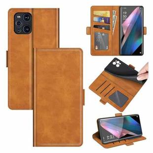 For OPPO Find X3 Pro / Find X3 Dual-side Magnetic Buckle Horizontal Flip Leather Case with Holder & Card Slots & Wallet(Yellow)