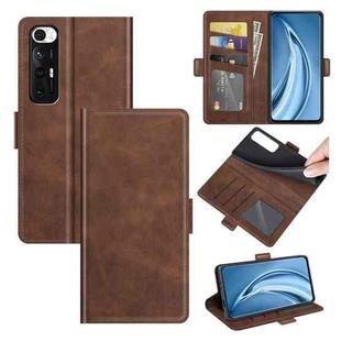 For Xiaomi Mi 10S Dual-side Magnetic Buckle Horizontal Flip Leather Case with Holder & Card Slots & Wallet(Brown)