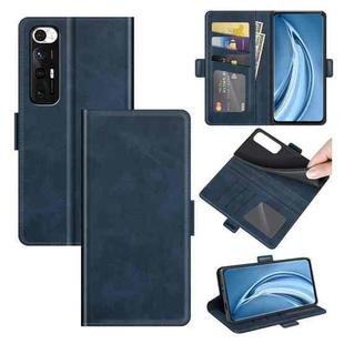 For Xiaomi Mi 10S Dual-side Magnetic Buckle Horizontal Flip Leather Case with Holder & Card Slots & Wallet(Dark Blue)