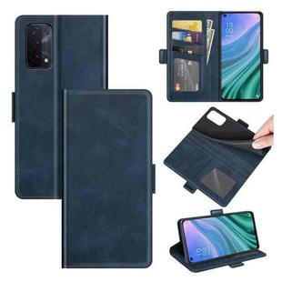 For OPPO A54 5G / A93 5G / A74 5G Dual-side Magnetic Buckle Horizontal Flip Leather Case with Holder & Card Slots & Wallet(Dark Blue)