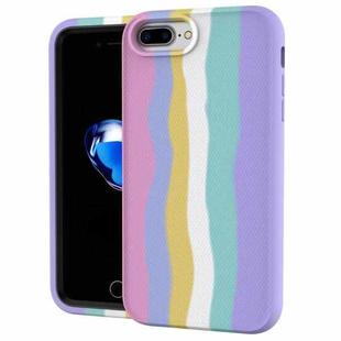 For iPhone SE 2022 / SE 2020 / 8 / 7 Rainbow Silicone +PC Shockproof Skid-proof Dust-proof Case(Rainbow Pink)
