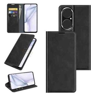 For Huawei P50 Retro-skin Business Magnetic Suction Leather Case with Holder & Card Slots & Wallet(Black)