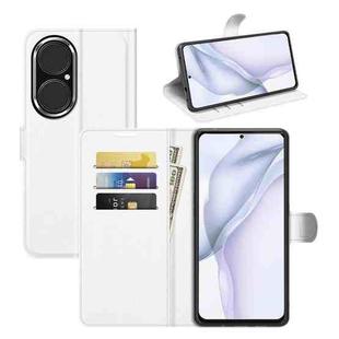 For Huawei P50 Litchi Texture Horizontal Flip Protective Case with Holder & Card Slots & Wallet(White)