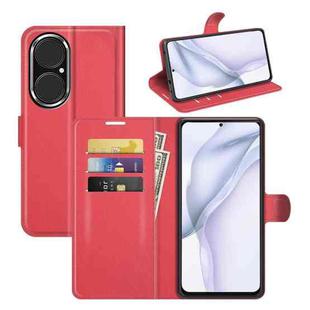 For Huawei P50 Litchi Texture Horizontal Flip Protective Case with Holder & Card Slots & Wallet(Red)