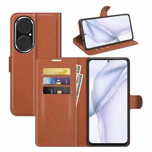 For Huawei P50 Litchi Texture Horizontal Flip Protective Case with Holder & Card Slots & Wallet(Brown)