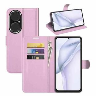 For Huawei P50 Litchi Texture Horizontal Flip Protective Case with Holder & Card Slots & Wallet(Pink)